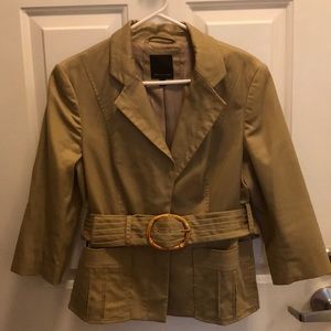 Limited tan khaki blazer with bamboo belt